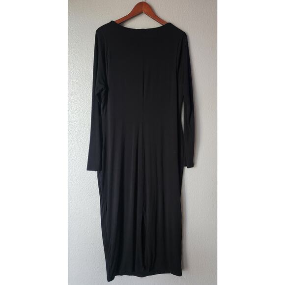 Good American Long Sleeve Twist Peek A Boo Stretchy Long Sleeve Midi Dress - Picture 5 of 6